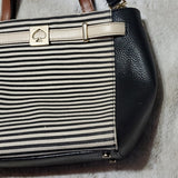 Kate Spade Leo Houston Street Black and Cream Striped Handbag