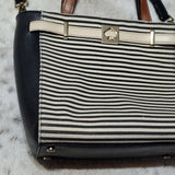 Kate Spade Leo Houston Street Black and Cream Striped Handbag