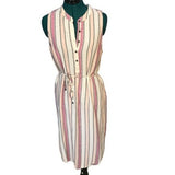 NWT Splendid Linen Stripe Picnic Dress W Tie RD0231X