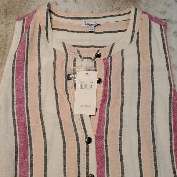 NWT Splendid Linen Stripe Picnic Dress W Tie RD0231X