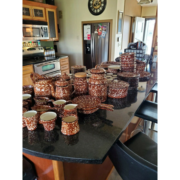 Stangl Town and Country Brown Spongeware Tall Casserole Dish