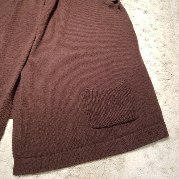 CATO Long Brown One Button Cardigan w Pockets Size L