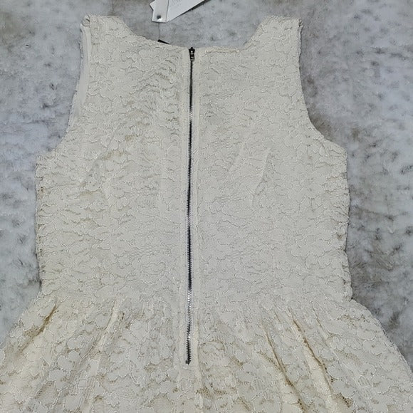 Aqua Cream Floral Lace Detailed A Line Dress Size L