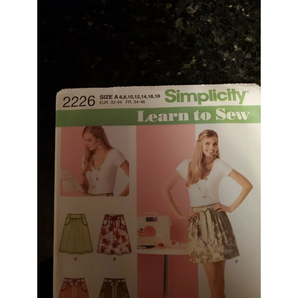 Simplicity 2226 LEARN TO SEW A-Line Skirts w Tie Belts Sz 6-18