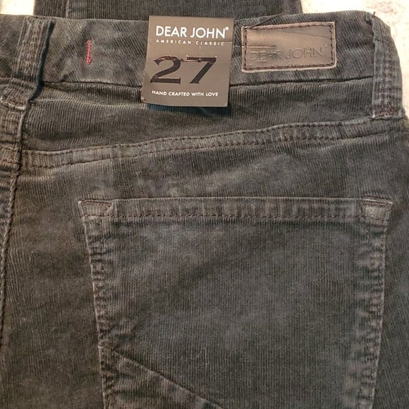 NWT Dear John Mid Rise Black Corduroy Metro Jegging Size 27