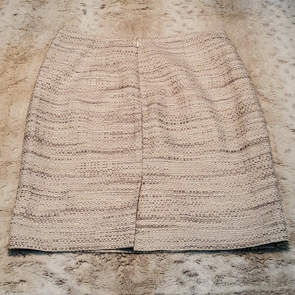 Ann Taylor Petite White and Gray Linen Blend Skirt Size 8P