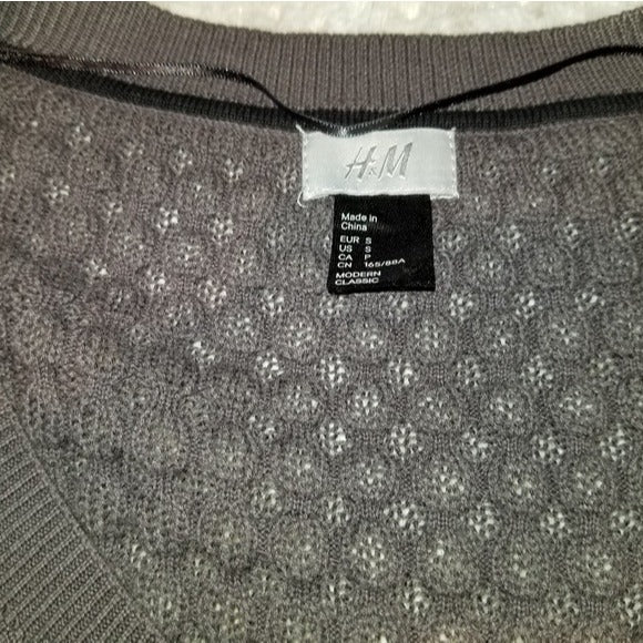 H&M Dark Grey Simple Button Crochet Cardigan Size S