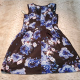 NWT Apt. 9 Blue Floral Scuba Fit and Flare Dress Size XS