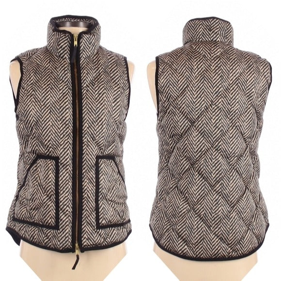 J.Crew Quilted Chevron Print Down Puffer Vest Size XS