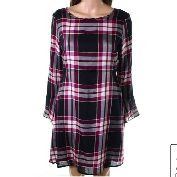 NWT LOFT Plaid Long Sleeve Sheath Midi Dress Size 16