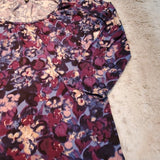 Talbots Purple Floral Print Cowl Neck 3/4 Sleeve Size S