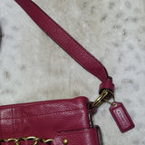 Coach Leather Chain Shoulder Crossbody Purse Pink