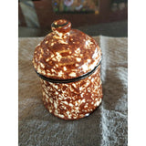 Stangl Town & Country Brown Spongeware Sugar Bowl With Lid