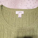 LOFT Light Green 3/4 Length Cable Knit Sweater Size M