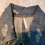 Free People Distressed Jean Crochet Vest Size S