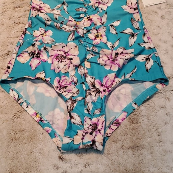 NWT Cara Loona Watercolor Floral Print One Piece Swim