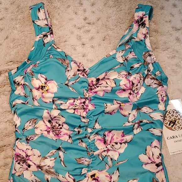 NWT Cara Loona Watercolor Floral Print One Piece Swim