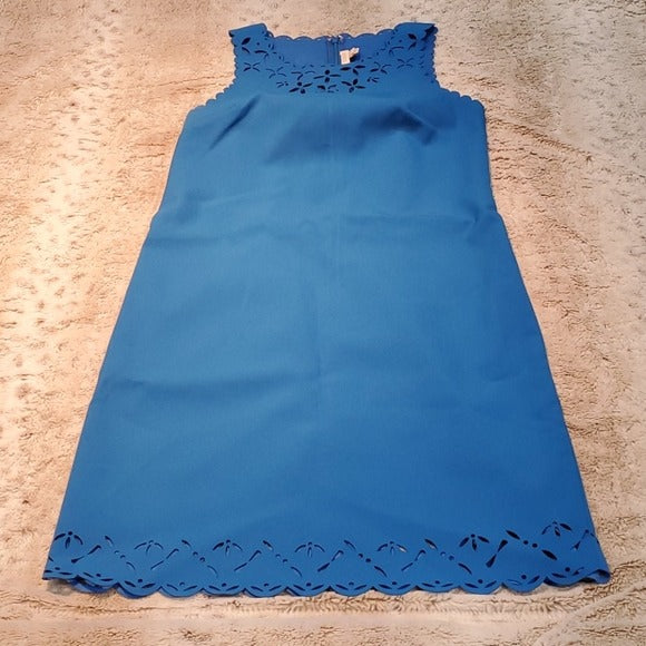 J.Crew Factory Blue Sheath Dress With Laser Cutout Size 0