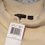 NWT Jeanne Pierre Tan and Cream Cowl Neck Sweater Size 2XL