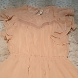 NWT Y.A.S. Peach Ruffle Skater Dress Midi Lace Size M