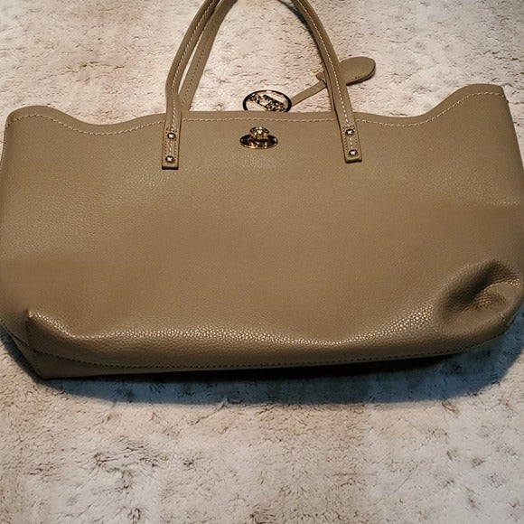 BCBG Paris X-large Beige Sand Faux Leather Tote