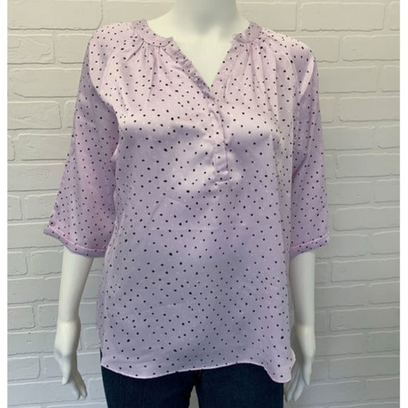 NWT Sioni 3/4 Sleeve Lavender Polka Dot V Neck Blouse