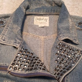 Dolled Up Studded and Distressed Jean Vest Size S