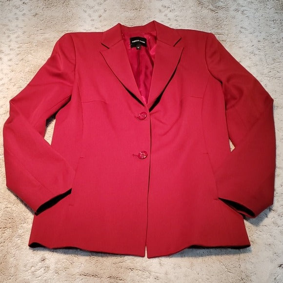 Fabrizio Gianni 2 Piece Red Blazer Skirt Outfit Size 8