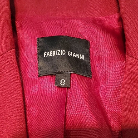 Fabrizio Gianni 2 Piece Red Blazer Skirt Outfit Size 8