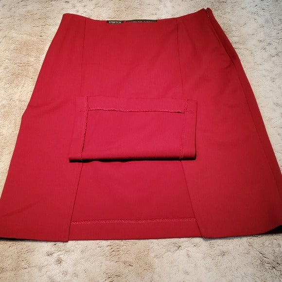 Fabrizio Gianni 2 Piece Red Blazer Skirt Outfit Size 8