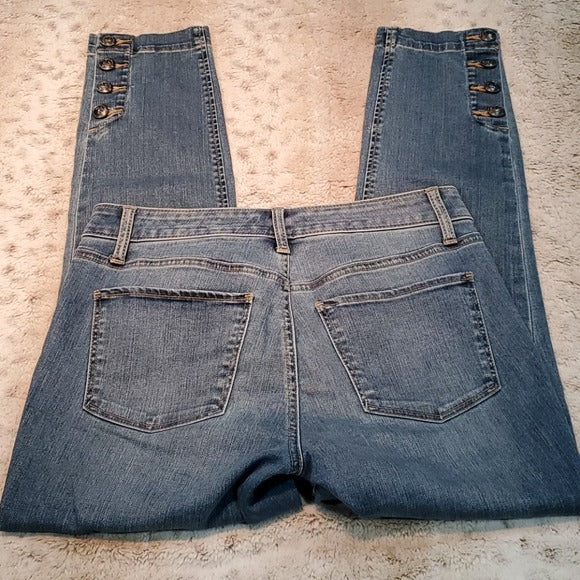 Talbots Five Pocket Denim Skinny Embellished Crops Size 2