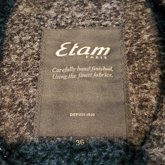 Etam Paris Wool Blend Double Breasted Pea Coat Size M