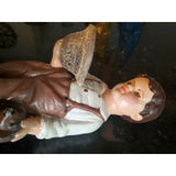 CAFFCO Brunette Boy Figurine Brown Overalls w Dog