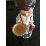 CAFFCO Brunette Boy Figurine Brown Overalls w Dog