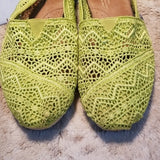 Tom's Lime Green Crochet and Leather Flats Size 7.5W