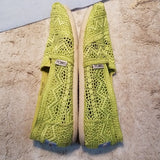 Tom's Lime Green Crochet and Leather Flats Size 7.5W