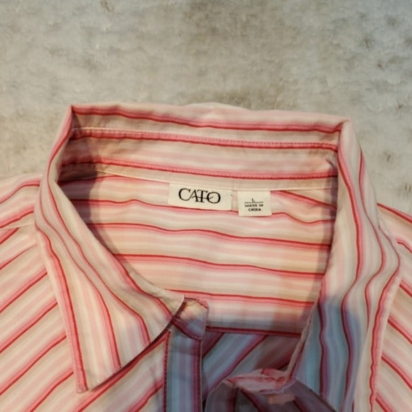 CATO Red White and Pink Short Sleeve Button Down Size L