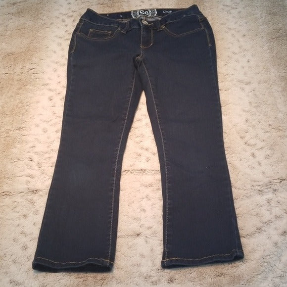 SO Dark Wash Stretchy Cropped Skinny Jeans Size 1