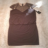 NWT Betsey & Adam Black & Tan Lace Accent Shift Dress Size 4