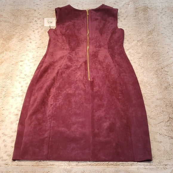 NWT Calvin Klein Plum Faux Suede Heavier Sheath Dress Size 8