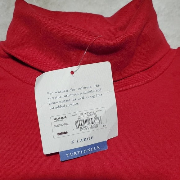 NWT Croft & Barrow Simple Red Long Sleeve Turtleneck Size XL