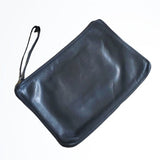 Vintage Coach Portfolio Carriage Clutch Black Leather Larger w Leather Pull