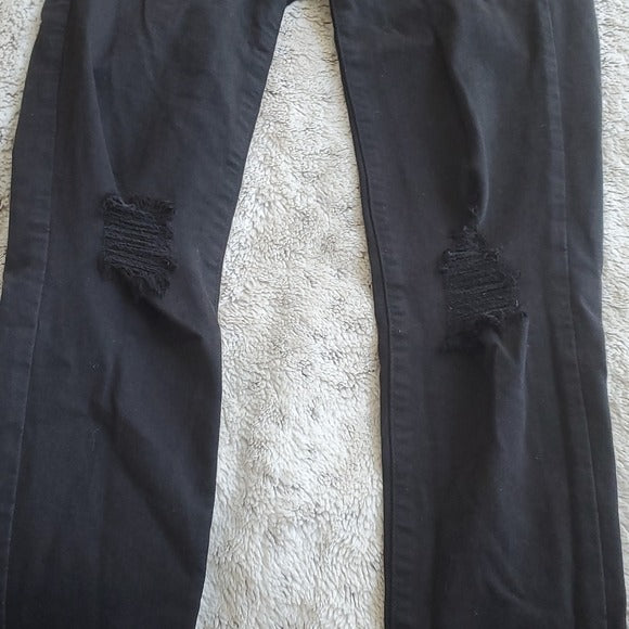 American Eagle Black Distressed Super Stretch  Mid Rise Jegging Size 4