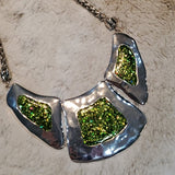 Boutique Silver Tone and Green Accent Necklace