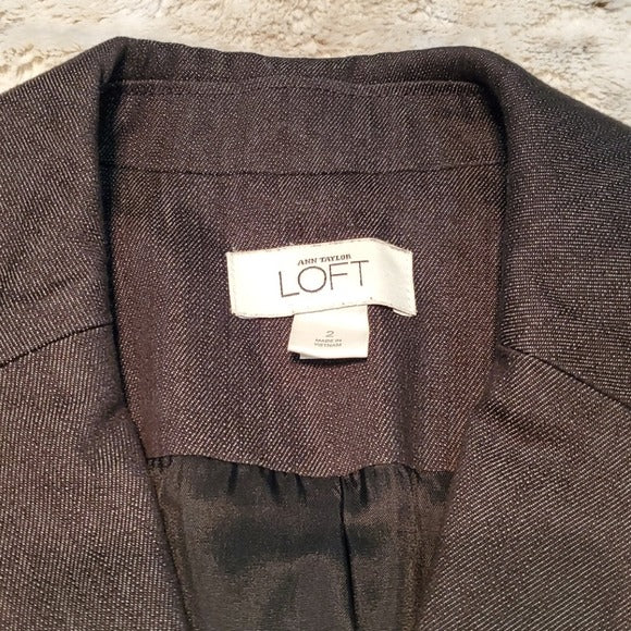 Ann Taylor LOFT Black Denim 2 Button Blazer Size 2