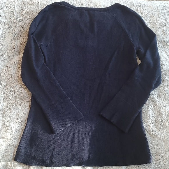 Ann Taylor LOFT Petites Navy Tied VNeck Long Sleeve Lighter Sweater Size XSP NWT