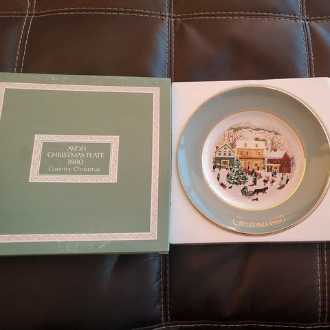 1980 Avon Christmas Plate Country Christmas Original Box Wedgewood Vintage NOS