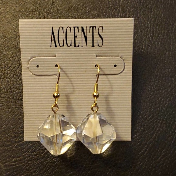 Boutique Gold and Clear Orb Dangle Earrings