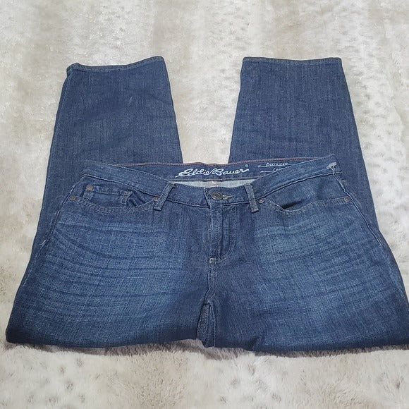 Eddie Bauer Darker Wash Boyfriend Fit Cropped Blue Jeans Size 4