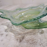 1960's Arklahoma Sooner Art Glass Hand Blown Swan Mint Chocolate Swirl